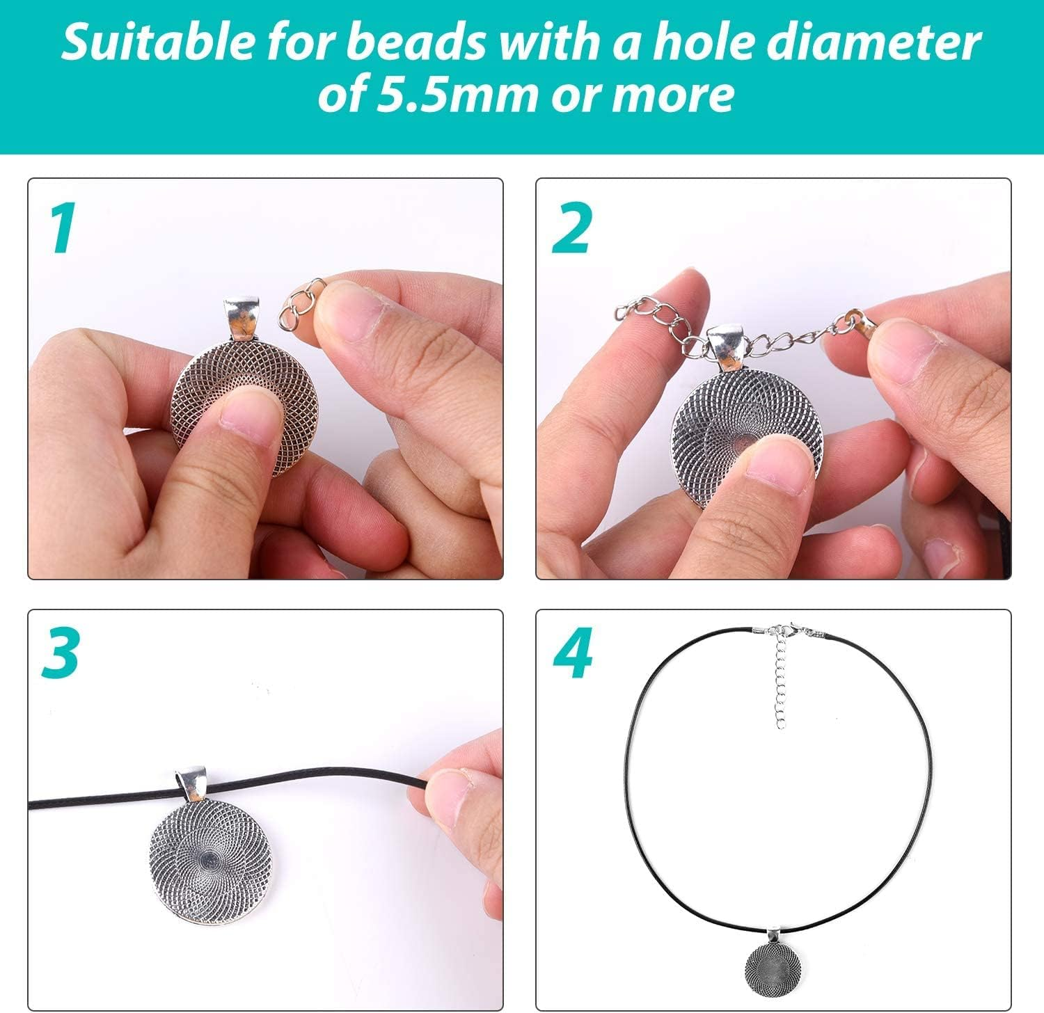 KAPASKI 50 Pcs Waxed Necklace Cord Black Necklace String with 2Mm Clasp Bulk for Necklace Bracelet Jewelry Making Accessories image number 3