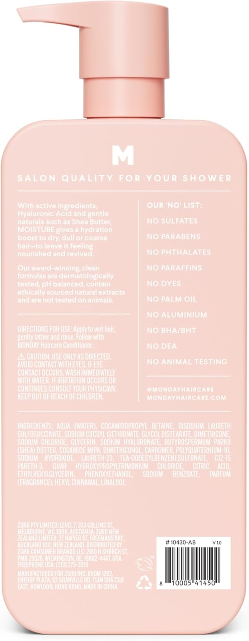 MONDAY HAIRCARE Moisture Shampoo for Dry, Coarse, Stressed, Coily & Curly Hair, Made from Coconut Oil, Rice Protein, Shea Butter, & Vitamin E, 798Ml image number 4