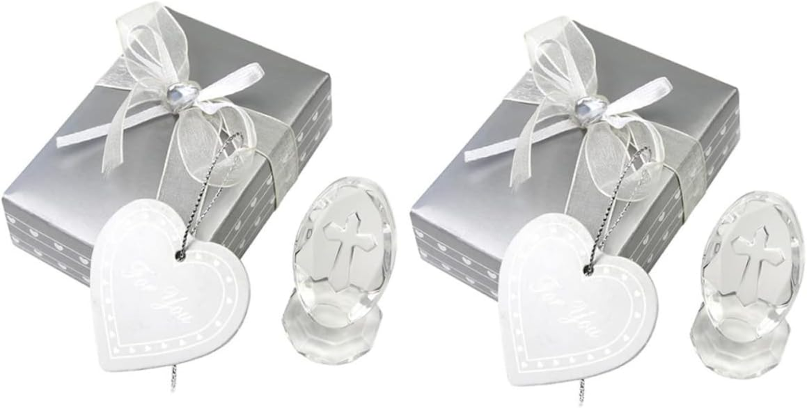 2 Sets Baptism Crystal Cross Ornaments for Shower Decoration Elegant Keepsake for Newborns Packaging image number 5