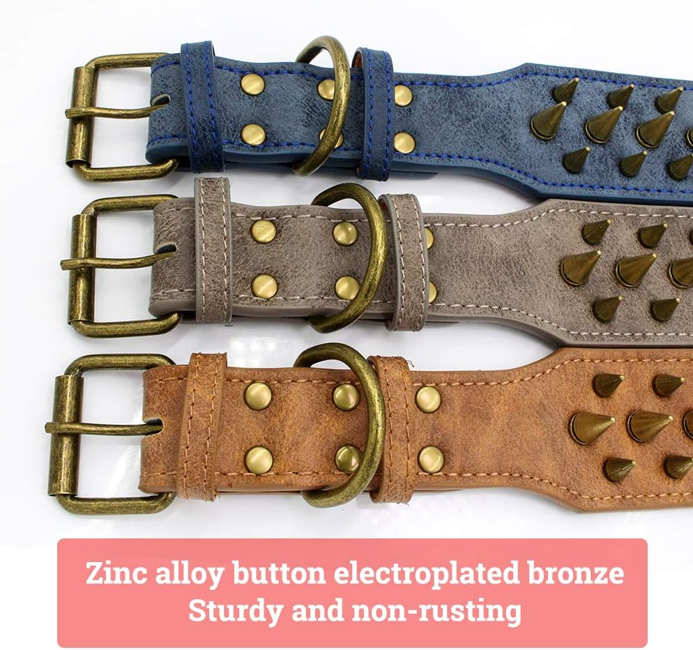 The Mighty Large Spiked Studded Dog Collar - Protect Your Dog'S Neck from Bites, Durable & Stylish, for Large Dogs (Brown L) image number 2