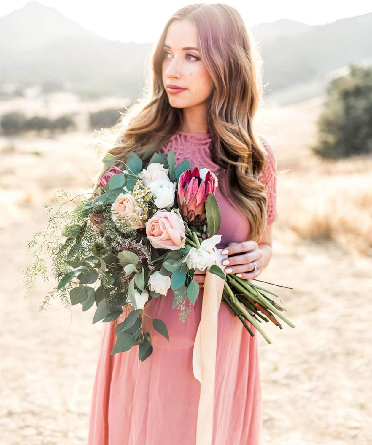 Women Maternity Dress for Photoshoot Lace Ruffle Short Sleeve Gown Maxi Wedding Pregnancy Photography Dress image number 5