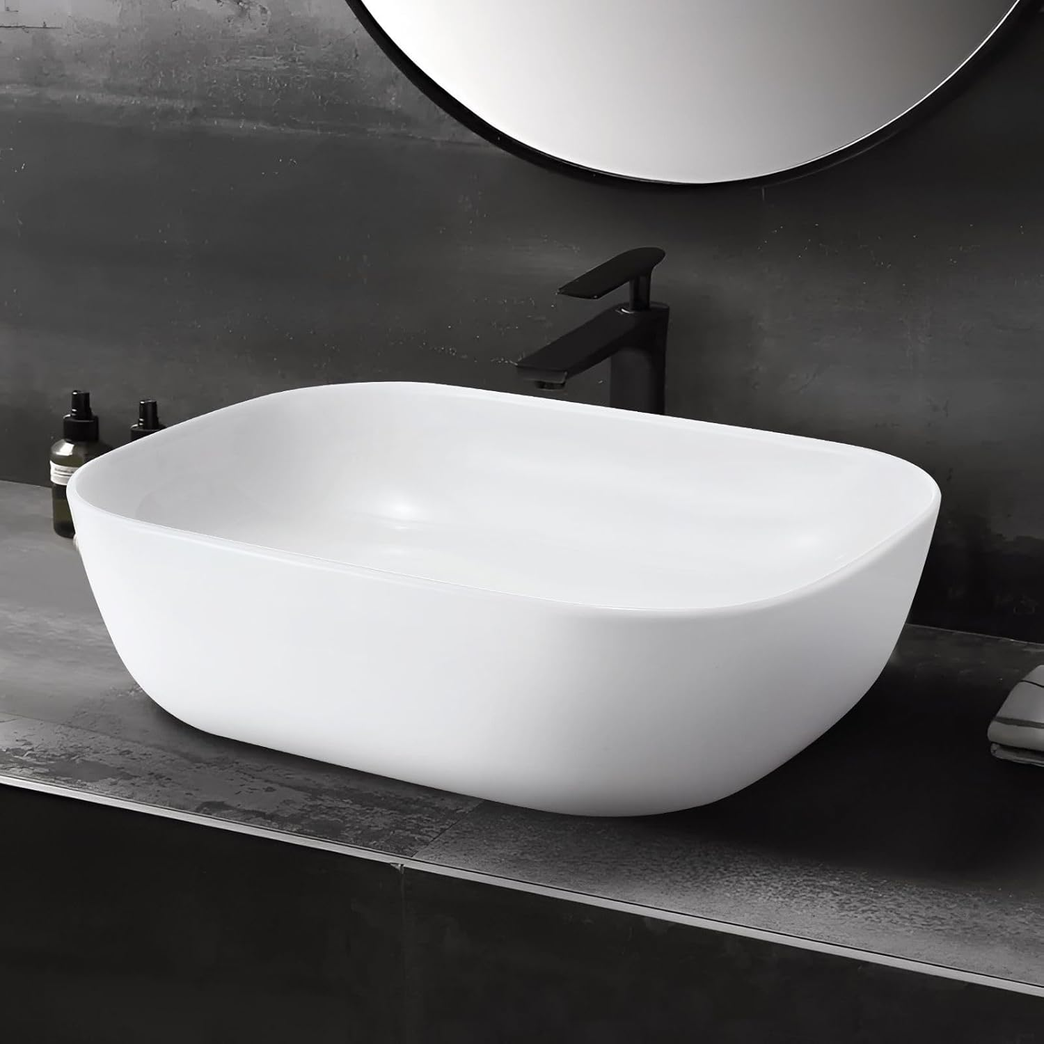 Luxsuite Bathroom Basin Ceramic Sink Vessel Hand Wash Basin Oval Vanity Washing Bowl above Counter Toilet Bath Countertop Basin White image number 2