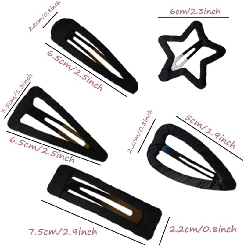 10Pcs Snap Hair Clip Women Metal Snap Hair Clips Set Black Large Medium Size Decorative Hair Clips Set for Short Long Hair Solid Color Hair Pins