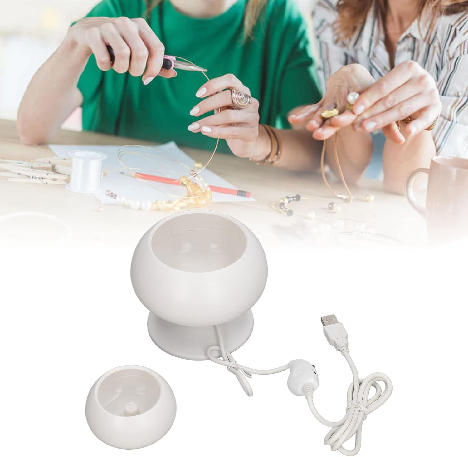 Gugxiom Beads Spinner, Electric Bead Spinner for Jewelry Making, Adjustable Speed Clay Bead Spinner, Bracelet Maker DIY Crafts for Jewelry Bracelet Necklace image number 2