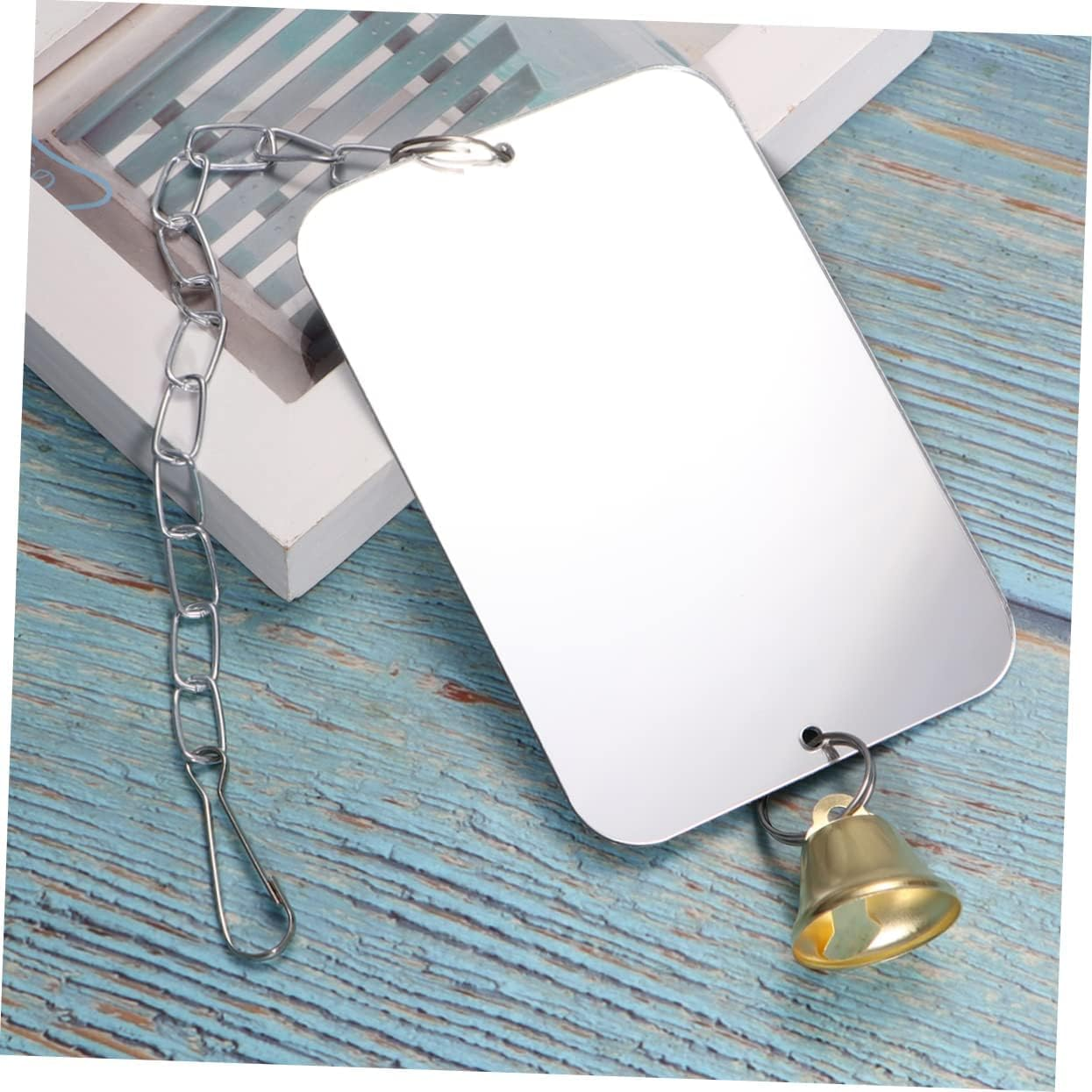 Bird Cage Mirror Toy with Bell, 1Pc Cage Hanging Decor Parrot Mirror Bird Toy, Parrot Mirror Hanging Decor Ornament Select Toy with Bell image number 5