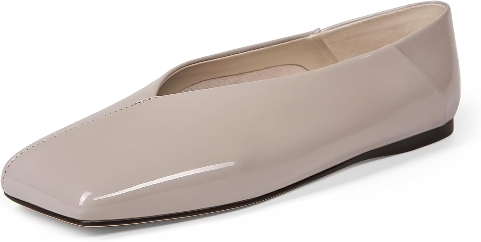 Pomoxikn Patent Leather Ballet Flats for Women Fashionable Square Toe Ballet Flats for Women Loafer Shoes for Women Dress Shoes. image number 5