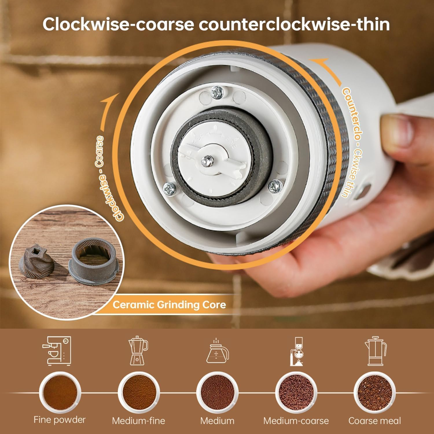 Electric Coffee Grinder - USB Rechargeable, 50G Capacity, Herb Grinder with Spoon, Multiple Grinding Settings for Beans, Spices - Home, Office, Travel, Shop Use image number 3