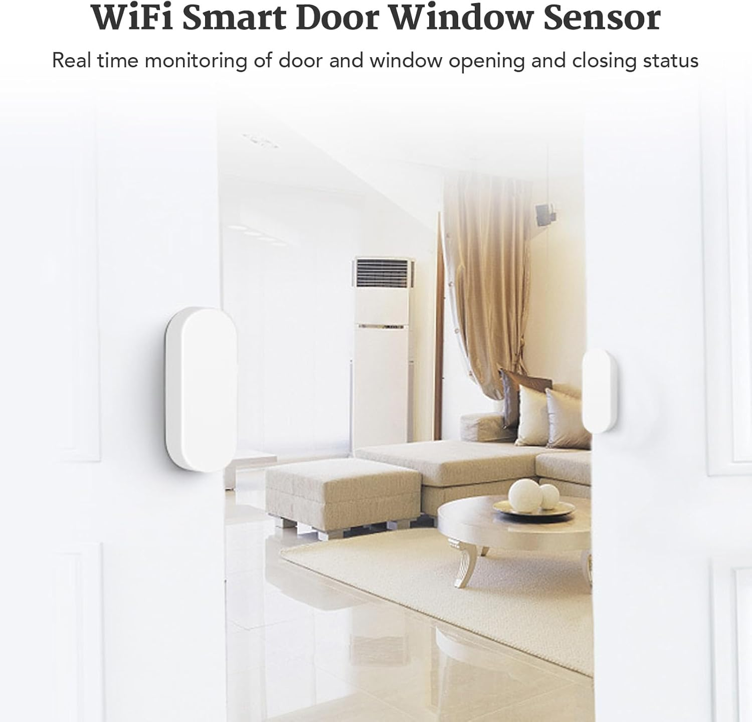 Wifi Door Sensor, App and Voice Control Smart Door and Window Sensor Alarm Wireless Mini Magnetic Door Entry Alert Contact Sensor for Home Security and Kids Safety image number 3
