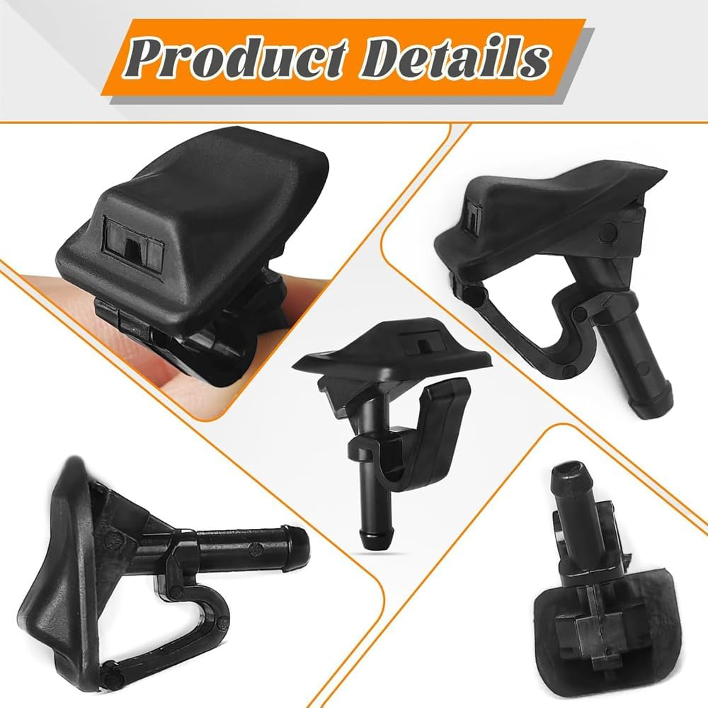 1PC Windshield Sprinkler Wiper Nozzle Replacement Part - Compatible with 2002-2012 Jeep Wrangler 2002-2006 Jeep TJ - Replace 55156728Ab(Black) image number 6