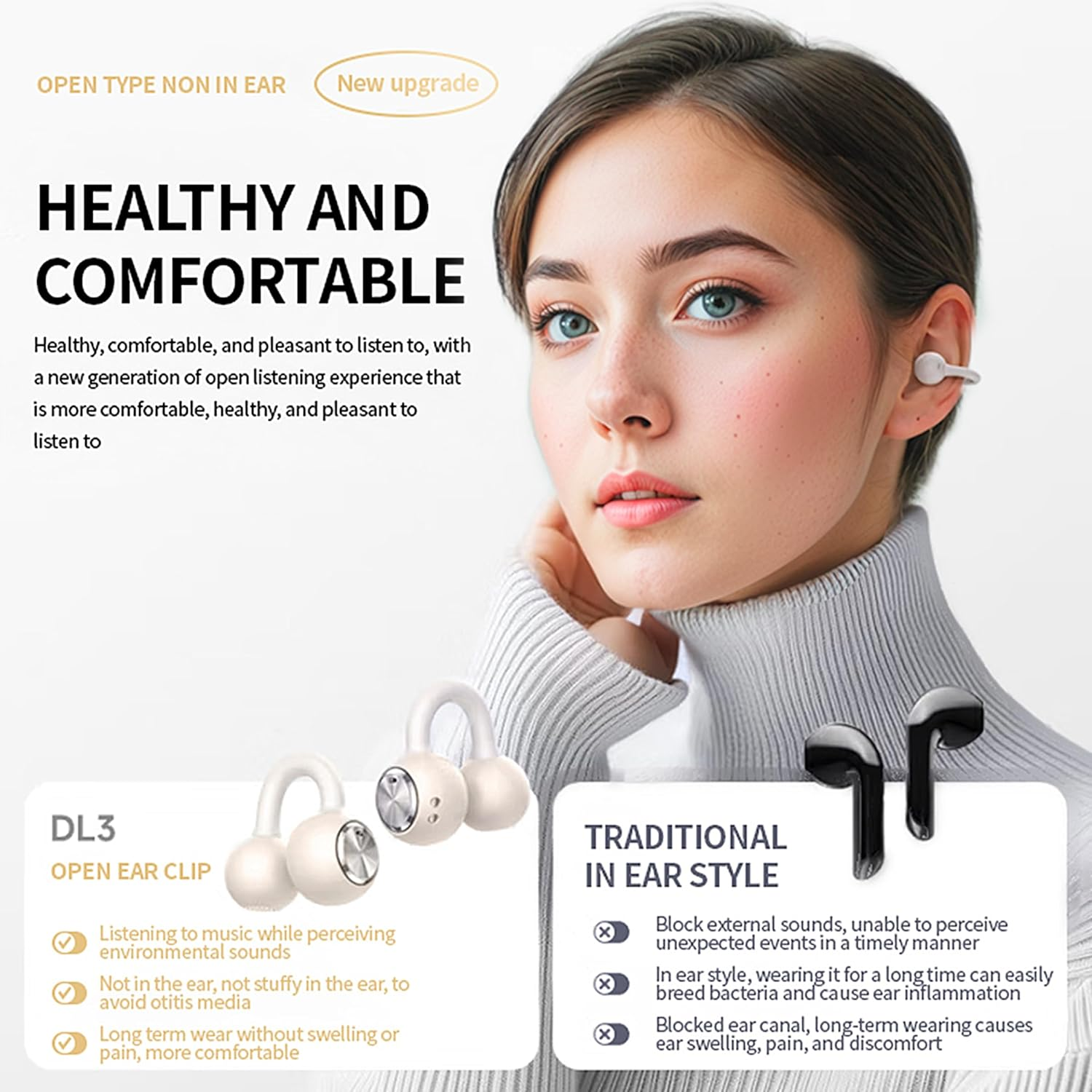 GALAAL Wireless Earbuds Bluetooth Headphones,Lightweight Earbuds with Ear Hooks,Bluetooth5.4 Wireless Earphones,30H Playtime, IPX4 Waterproof Running Headphones for Gym Gold image number 2