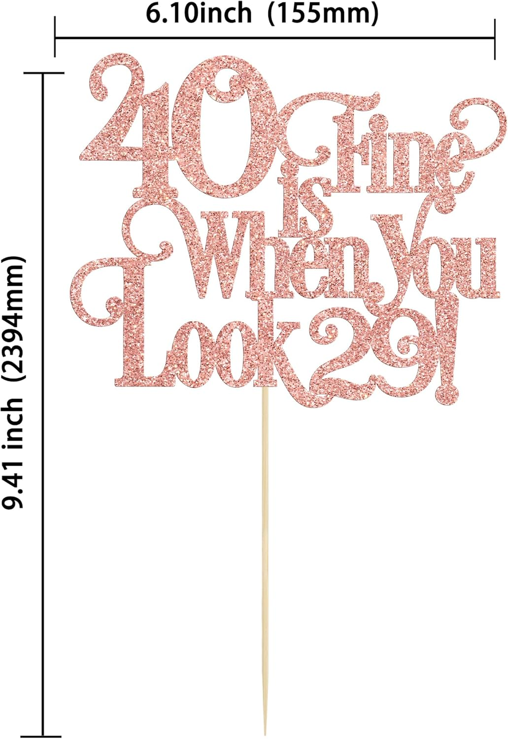 Ephlyn 1Pc 40 Is Fine When You Look 29 Cake Topper Glitter Funny 40Th Birthday 40 and Fabulous Cake Topper Decorations for Happy 40Th Birthday Party Decoration Supplies Rose Gold - Blue image number 7
