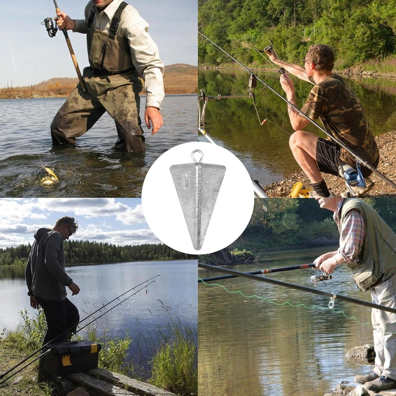 Fishing Sinkers Set, Pyramid Sinkers for Surf Fishing, Compatible with Popular Fishing Rigs, Soft Lead, 10-Pack for Saltwater Fishing Gear, Durable Design Damaill（1Oz） image number 5