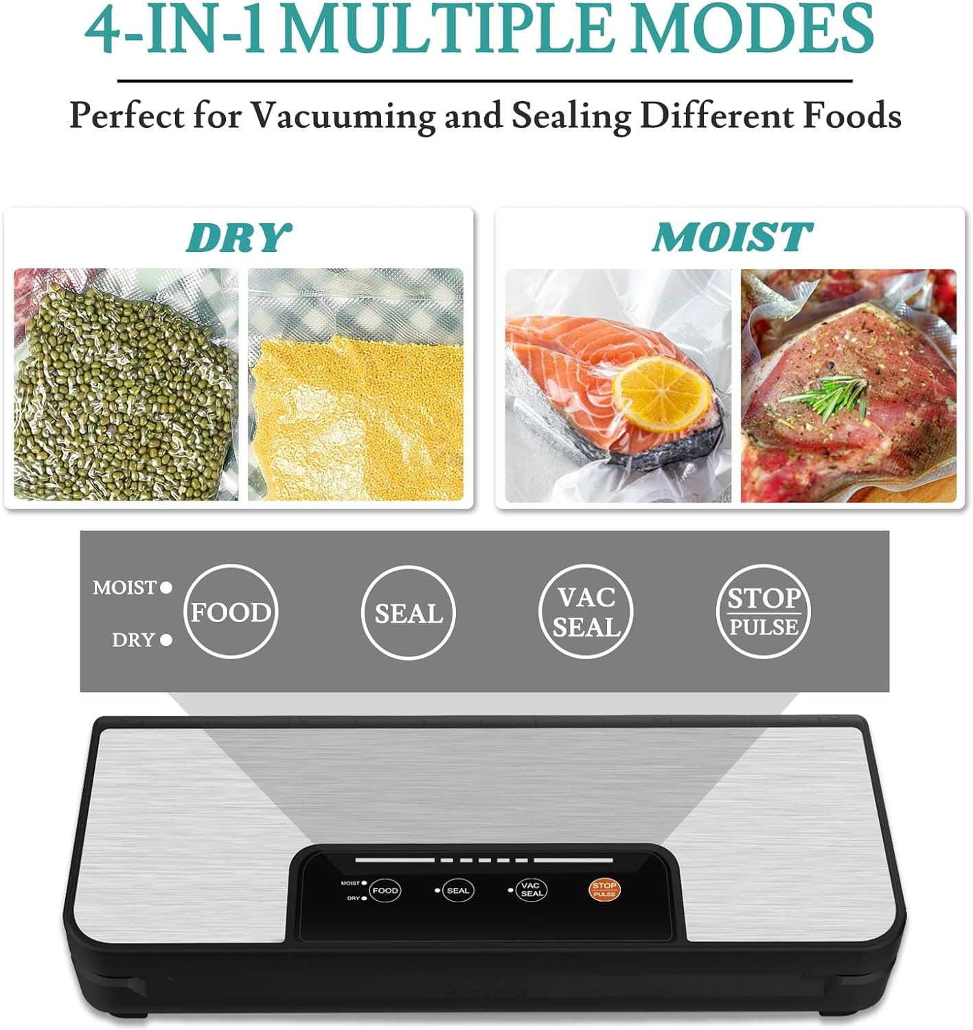 Toprime Vacuum Sealer Machine, 80Kpa Powerful Food Sealer Built-In Cutter with Sealing Bag and Hose, Vacuum Air Sealing System for Food Storage and Sous Vide image number 4