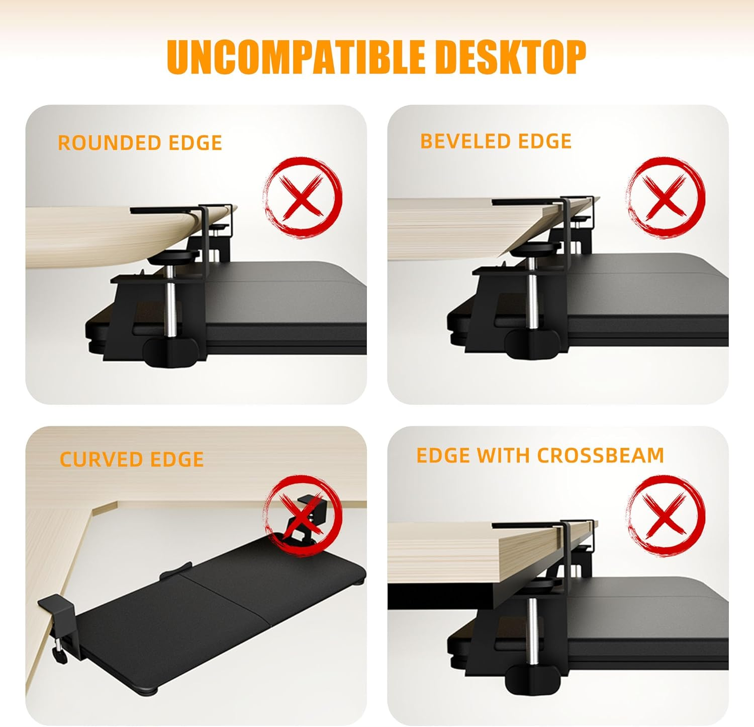 ERGOMAKER Keyboard Tray under Desk, Small Computer Desk with Keyboard Tray 25.6" X 11.8" Steady Slide-Out Computer Drawer for Typing, Black - Black image number 6