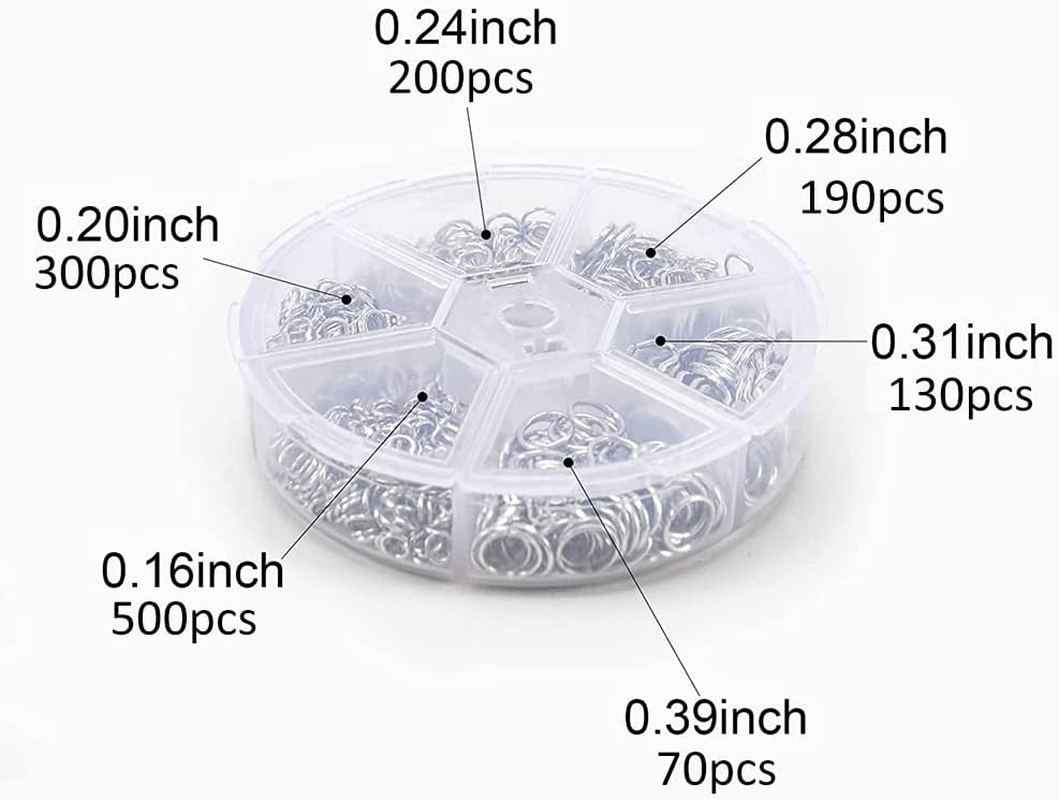 1390Pcs O Ring Metal Open Jump Rings Set Metal Jump Rings for Jewelry Making,Silver image number 2