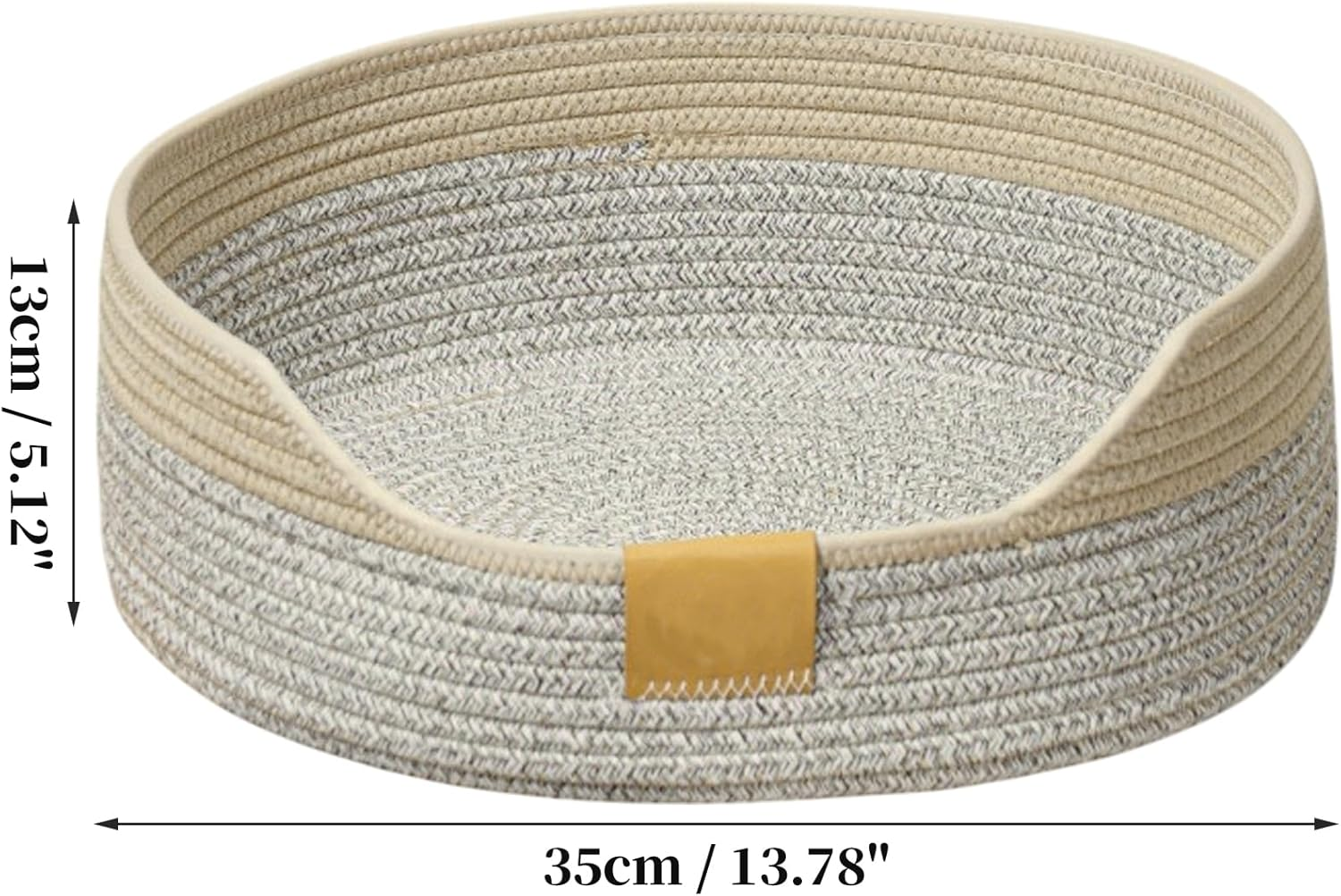 CAPASTEC Woven Cat Bed, 35 Cm Diameter, Foldable Basket Nesting Site, Breathable Pet Lounger, Claw Abrasion-Resistant Universal Kitten Bed, Grey Khaki image number 5