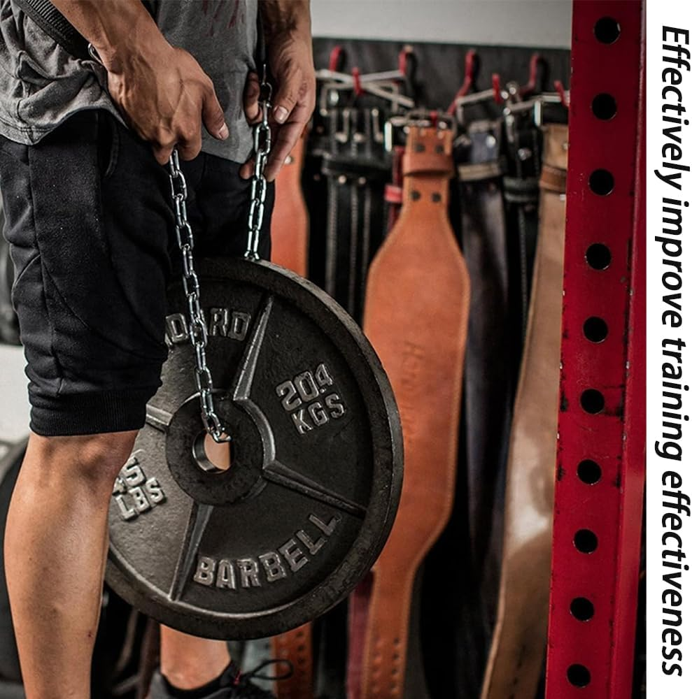 Dip Belt for Weightlifting with 70Cm Steel Chain, Pull-Ups Belt Weight Belt Gym Lifting Belt for Powerlifting for Weight Lifting, Squat, Strength Training, Gym Fitness image number 3