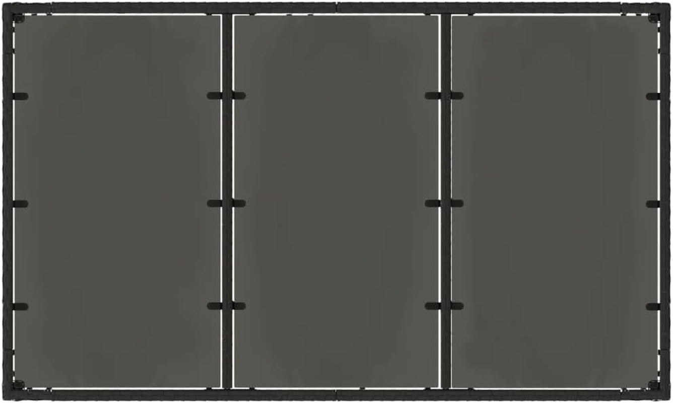 Vidaxl Garden Table - Black Poly Rattan Outdoor Furniture - Tempered Glass Top, Powder-Coated Steel Frame, Weather- Patio Dining Side Coffee Rectangular Table, 150 X 90 X 75 Cm image number 6