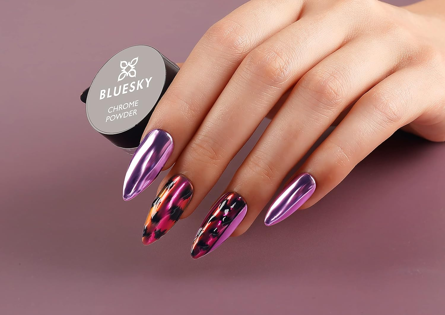 Bluesky Chrome Nail Powder Kit with Applicator Brush Metallic Gel Nail Art Silver 5G - Silver image number 3