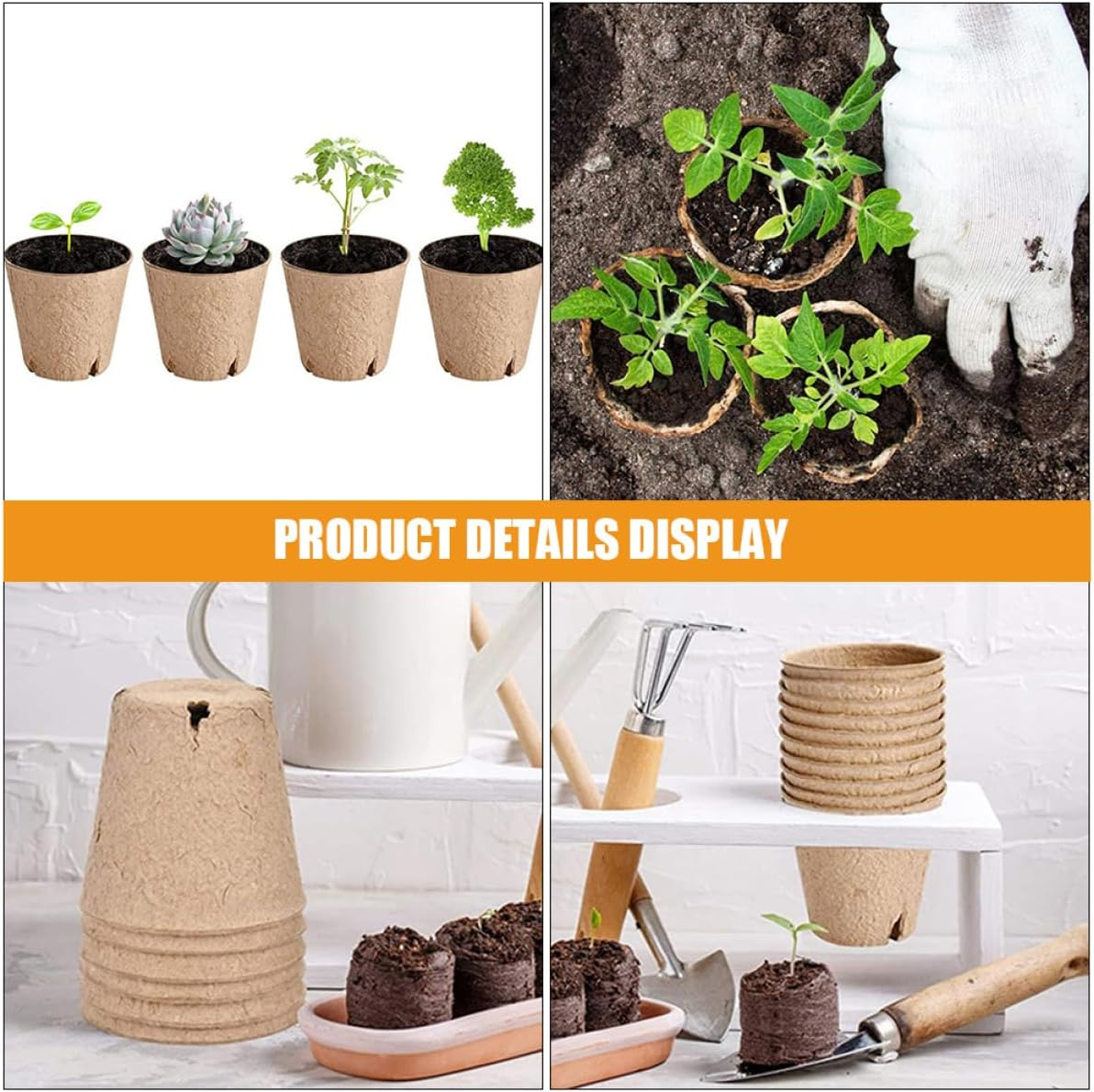 INOOMP 50Pcs Garden Nursery Pots round Seedling Trays Paper Planting Trays for Indoor Plants Seed Starting Supplies image number 5