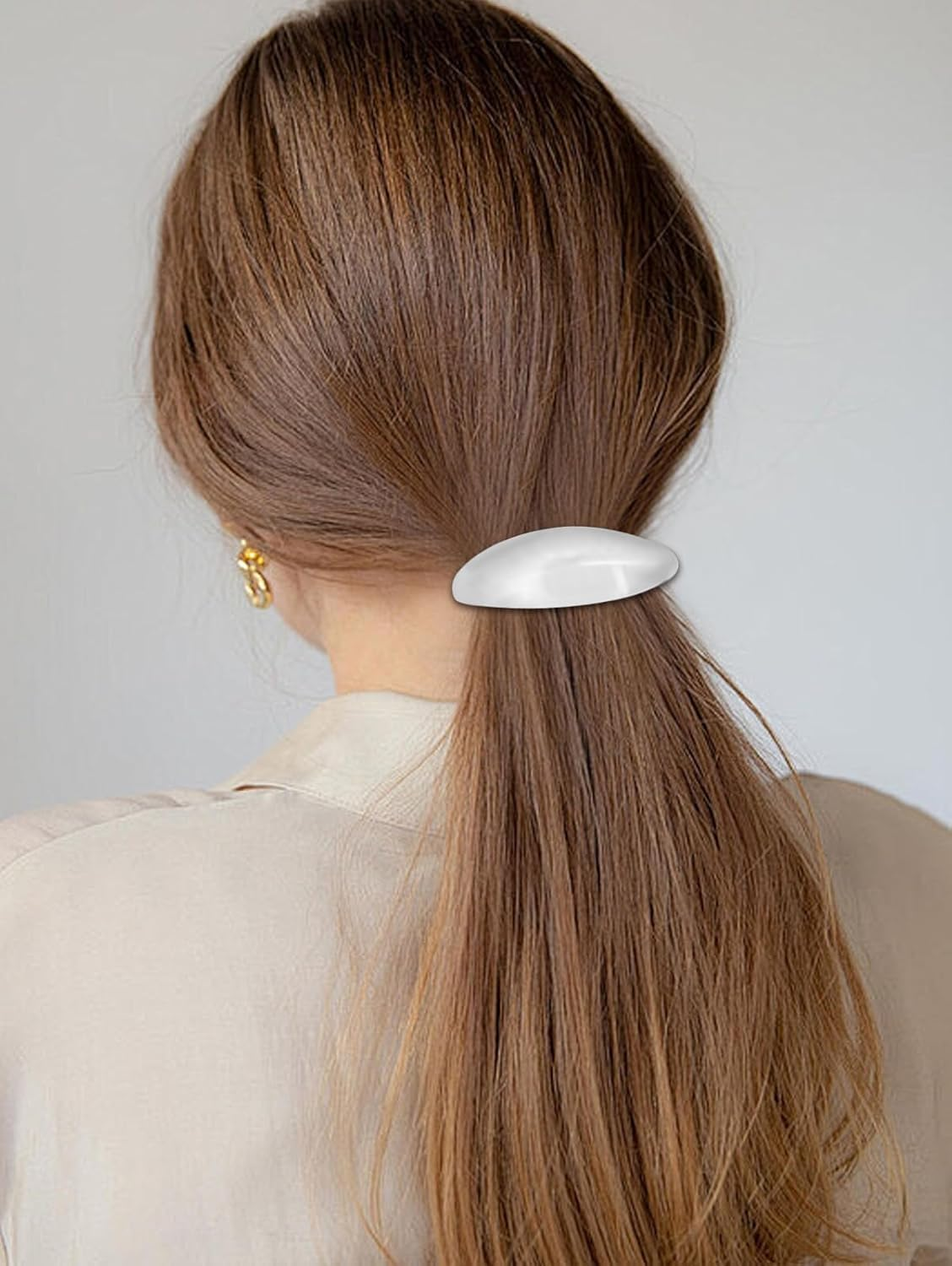 4 Pcs Large Hair Barrette Clips Oval Metal Snap Barrettes Retro Classic Clasp Strong Hold Grip Hair Clips Ponytail Holder Automatic Hair Pins Hair Accessories for Thick Hair Women Girls (Golden+Silver, One Size) image number 6