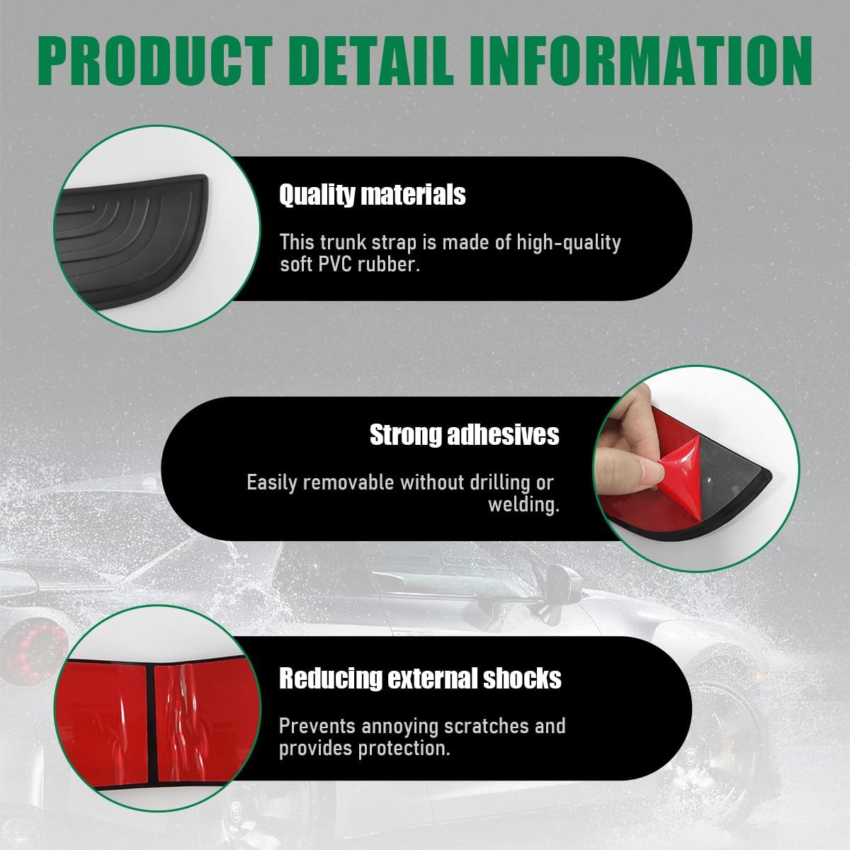 Car Rear Bumper Guard, Anti-Scratch Auto Trunk Door Entry Protector, Non-Slip Bumper Protection Strip for Most Cars, Suvs, Trucks, Universal Exterior Car Accessories (Sport, 35") image number 5