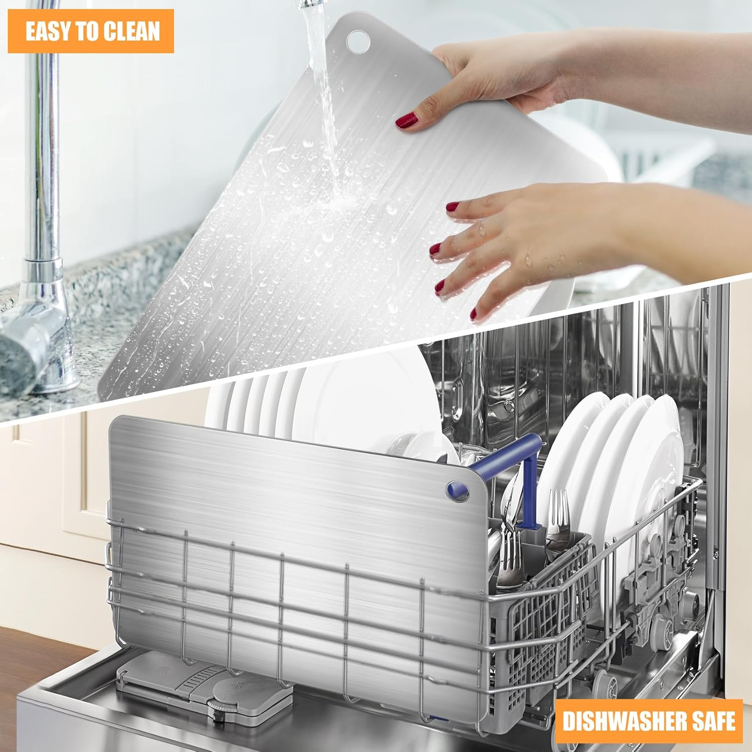 Hcskoss 4 PCS Stainless Steel Chopping Board Set,Cutting Boards for Kitchen,Double Sided Thickened Cutting Board,Chopping Board Set for Kitchen Home Cooking Outdoor image number 6