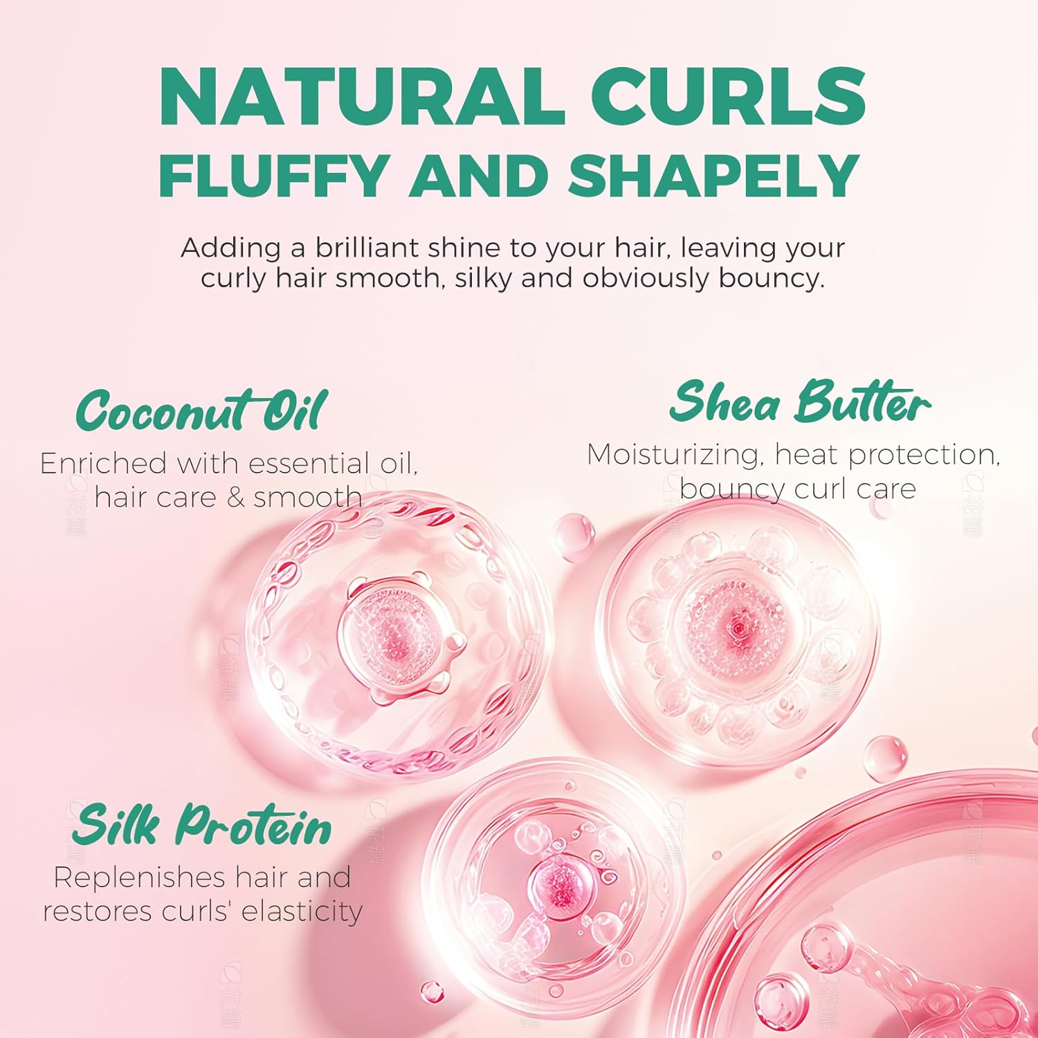 Immetee Curly Hair Mousse, Coconut Oil and Silk Protein for Frizz Control Styling Mousse, Extra Moisture Lock and Curl Define for Curly Hair Products.200Ml/6.76Fl Oz image number 4