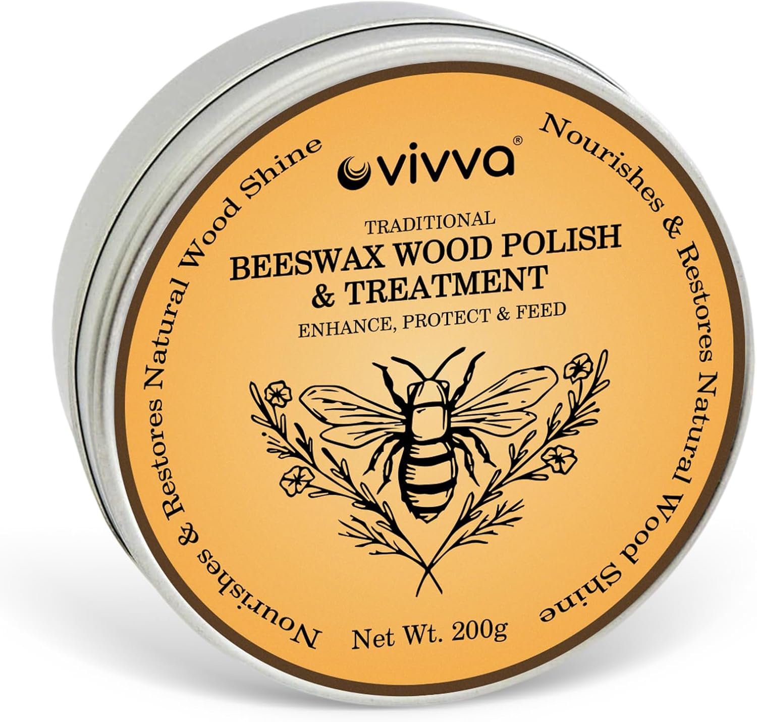 Vivva Australian Made Beeswax Wood Polish & Conditioner 200G with Sponge Food Grade Beeswax Polish Suitable for Wooden Furniture, Chopping Boards, Bamboo & Wooden Surfaces image number 6