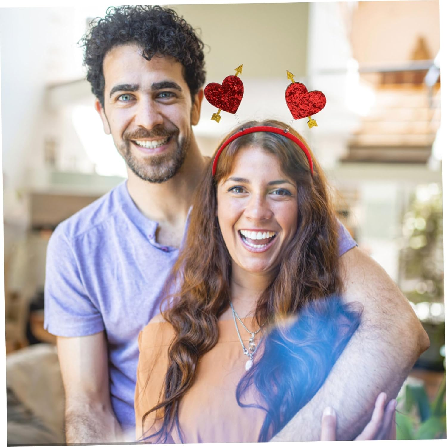 IWOWHERO Elegant Cupid Headband Heart Ears Valentines Day Hair Band Accessory Set image number 1