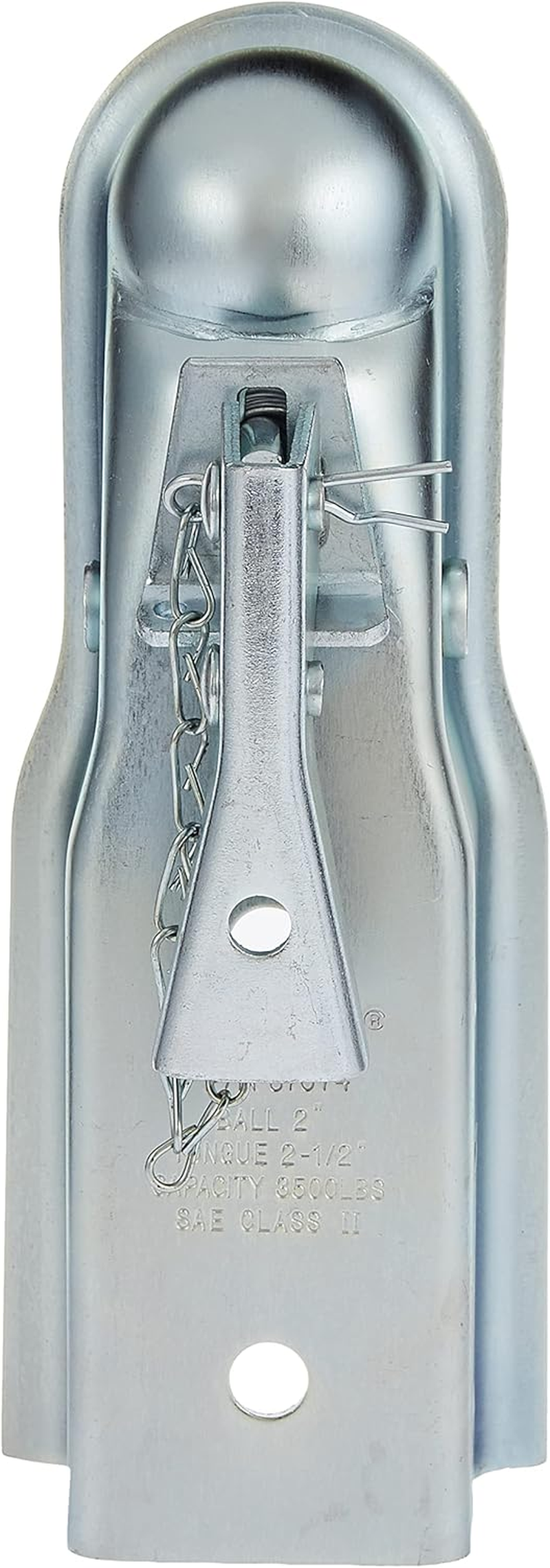 Husky 87074 2" Ball 2.5" Width 3,500 Lbs. Straight Coupler with Chain,Grey image number 1