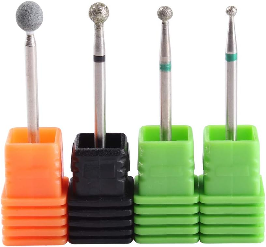 MZCMSL 4PCS Cuticle Clean Drill Bit Diamond Nail Bit Ball Head Stone File Manicure Pedicure Nail Art Tools image number 4