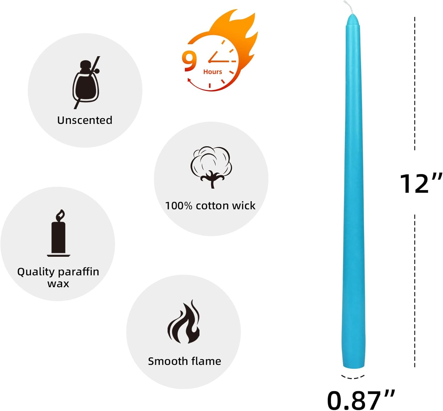Zest Candle 12-Piece Taper Candles, 12-Inch, Turquoise image number 6