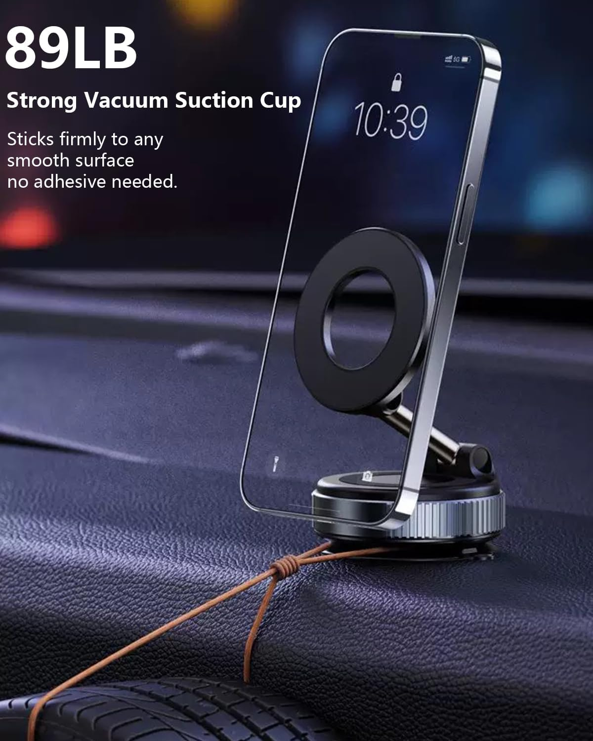 2025 Upgraded Vacuum Magnetic Phone Holder Stand,Strong Suction & Magnet Car Phone Mount,360&deg; Swivel Lock for Car/Gym/Mirror,Compatible with Iphone 17 Pro Max/Android/Most Phones image number 5