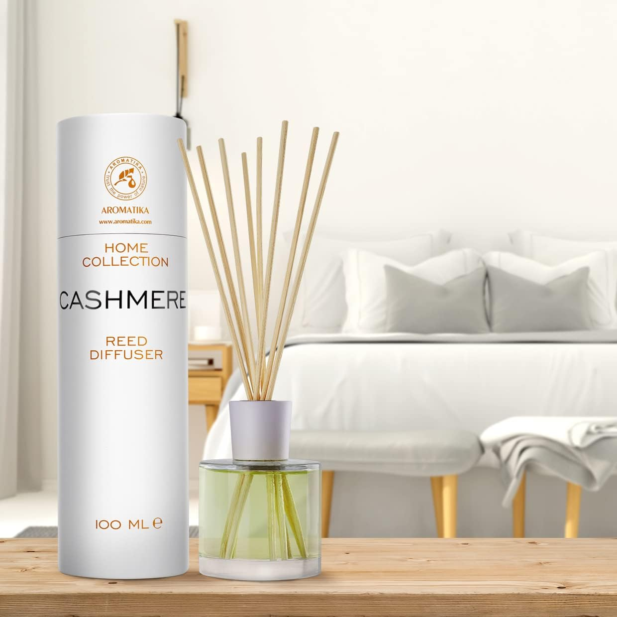 Reed Diffuser Cashmere 3.4 Fl Oz - Room Diffuser - Scented Diffusers with Bamboo Sticks - Home Fragrance - Air Freshener - Warm Scent - Fragrance for Living Room image number 1