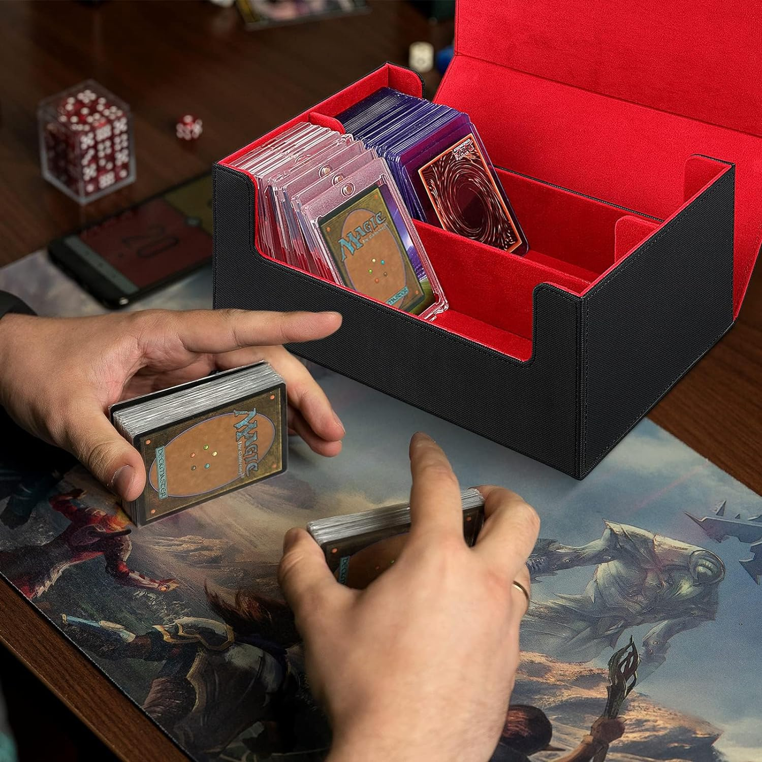 YOZOTI Deck Card Storage for 72 Magnetic Card, 2 Rows Deck Trading Cards Box Holding Compatible with TCG Loader MTG Storage Boxes for Baseball Play Cards image number 1