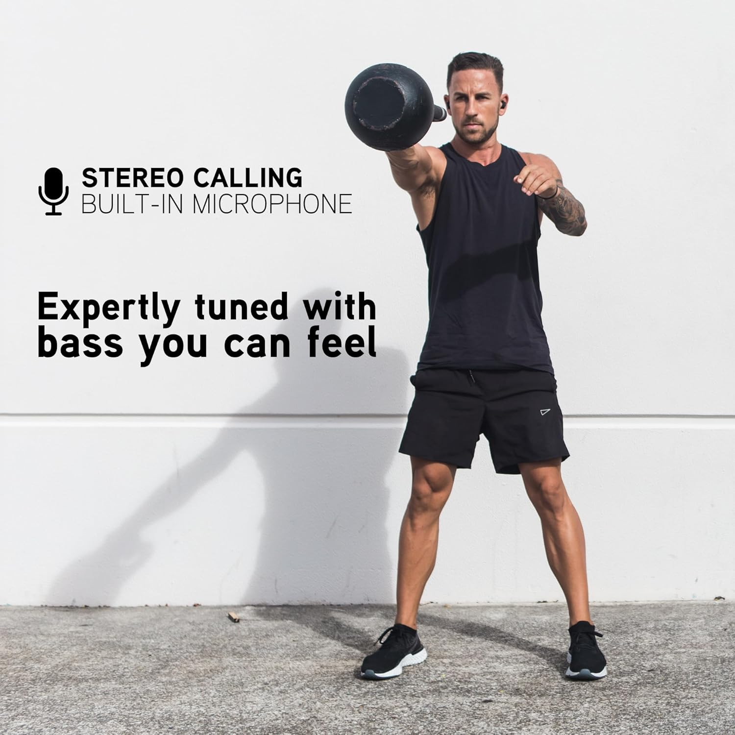 Blueant Pump Air Lite 2 True Wireless Bluetooth Earbuds, Sweatproof Sports Fit, Big Bass Sound, Clear Calls, All-Day Battery with Charging Case, Lightweight In-Ear Design, Black - White image number 4