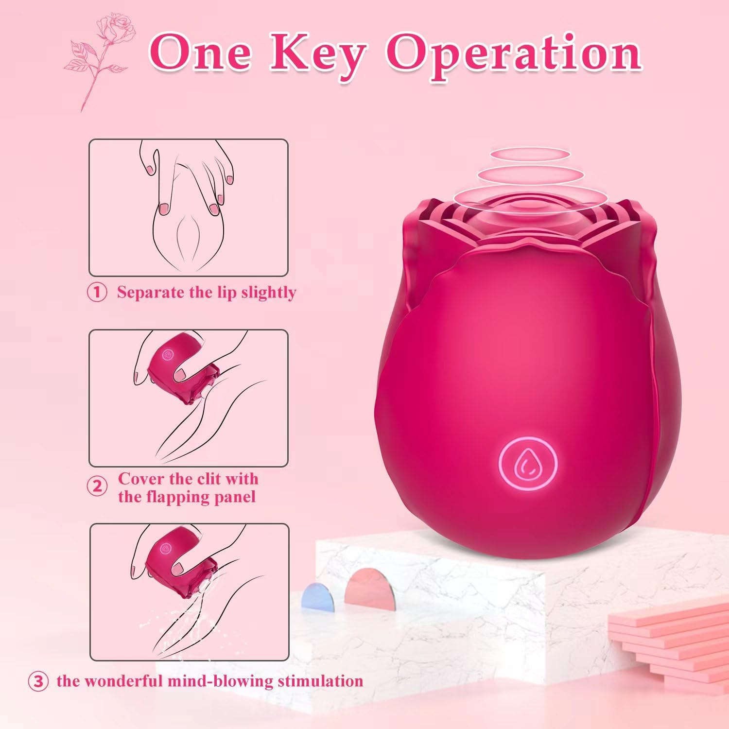 Rose Toys for Women, Humkenies Clitoral Vibrator with 7 Mind-Blowing Tapping Modes, Sweet Spot-Teasing Nipple Clitoris Stimulator Masturbating Things for Women Pleasure, Sex Toys Rose Vibrator image number 2