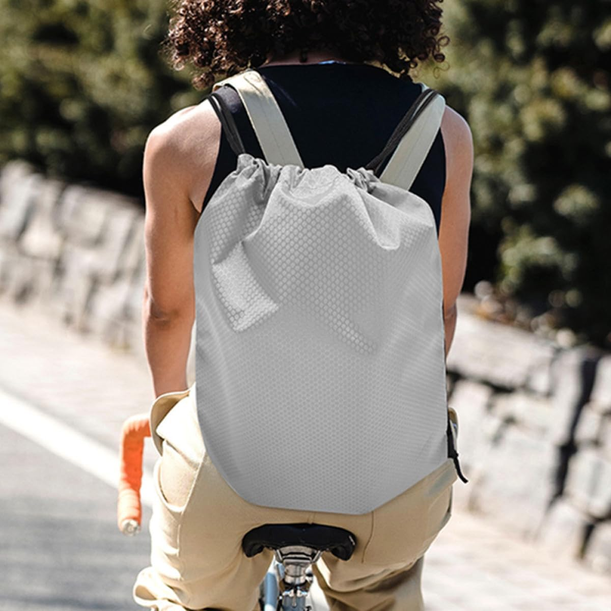 JOINPAYA 2Pcs Waterproof Drawstring Backpack Sports Bag Gym Sack Oxford Cloth Fitness Bag for Men Women Unisex Outdoor Basketball Cycling Gray