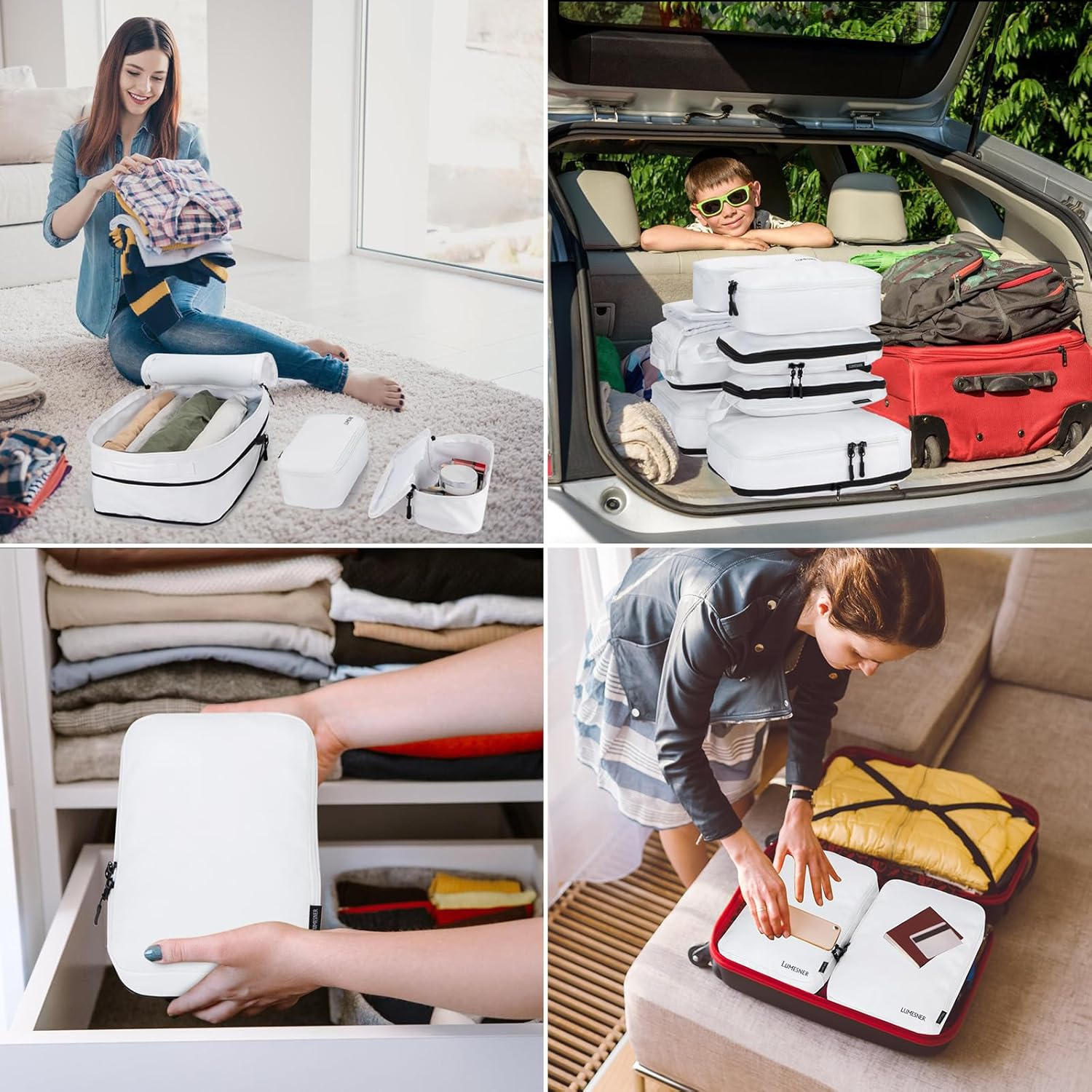 Velaybor 8 Set Compression Packing Cubes for Travel, Waterproof Luggage Organizers, Suitcase Organizer Set for Carry-On & Checked Baggage, Travel Accessories for Men & Women - 02-Black image number 7