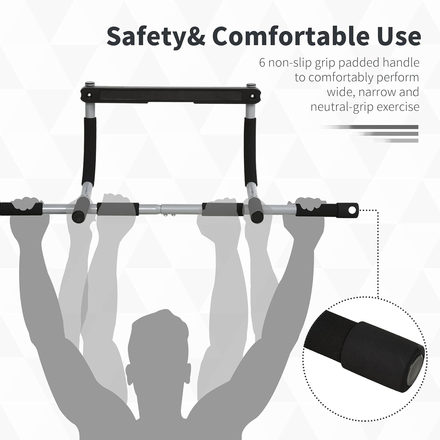 Pull up Bar for Doorway, Thickened Steel Max Limit 450 Lbs Upper Body Fitness Workout Bar, Multi-Grip Strength for Doorway, Indoor Adjustable Width Chin-Up Bar Fitness Trainer for Home Gym Portable image number 2