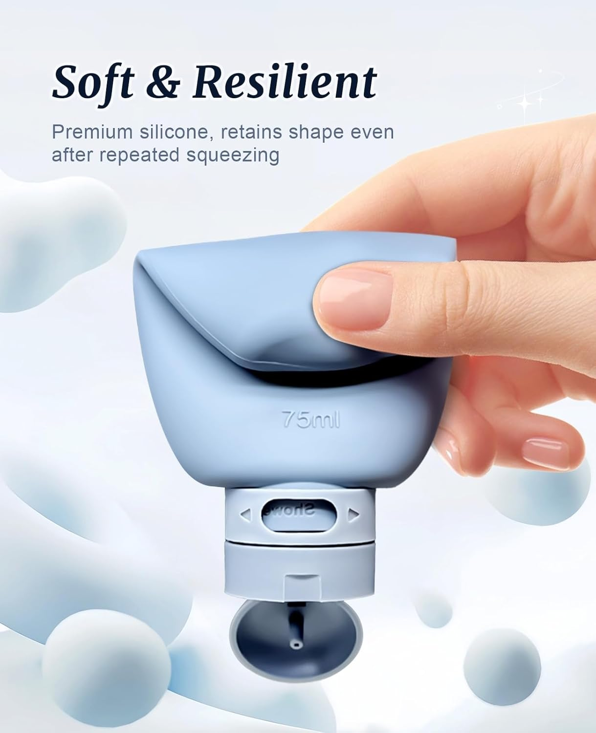 BRARIOS Travel Toiletries Set Skin Friendly Comfortable Silicone Refillable 75Ml TSA Approved Eco-Friendly Portable Durable Toiletries Container 3 Pack Cute BPA Free Leak Proof (Green&Blue&Pink)