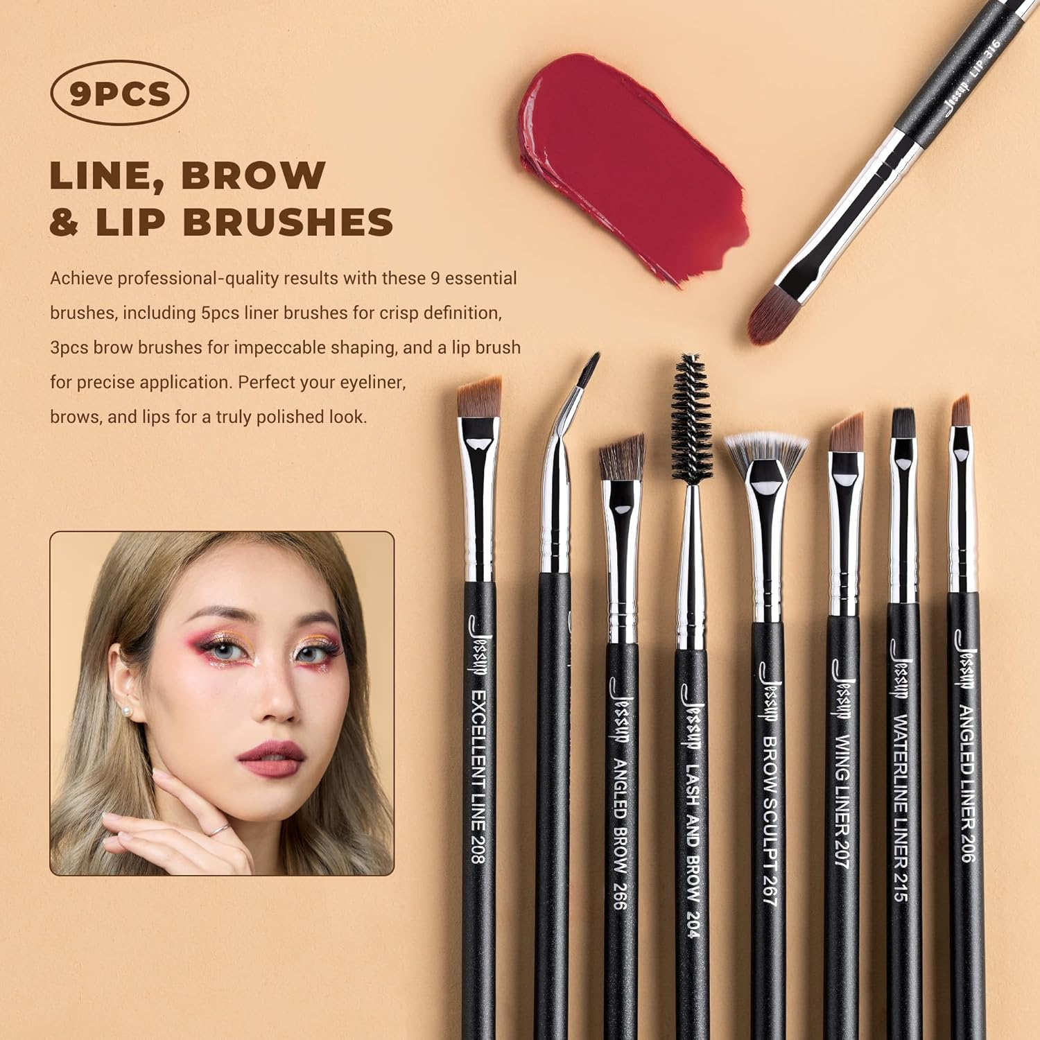 Jessup Makeup Brushes Set Professional 35Pcs Premium Synthetic Labeled Make up Brush for Foundation Eyeshadow Concealer Contour Eyeliner Blush Powder and Eyebrow, Cruelty-Free, Black T342 image number 3