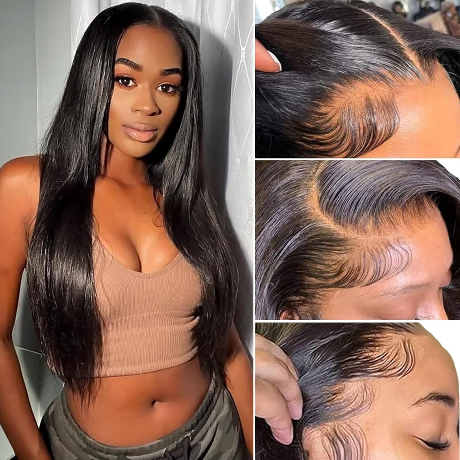 MEGALOOK 210% Density Glueless Wigs Human Hair HD Pre Cut 5X6 Lace Front Wigs Ready to Go Glueless Wig Body Wave Human Hair Wig Real Pre Plucked Bleached Tiny Knots 30 Inch