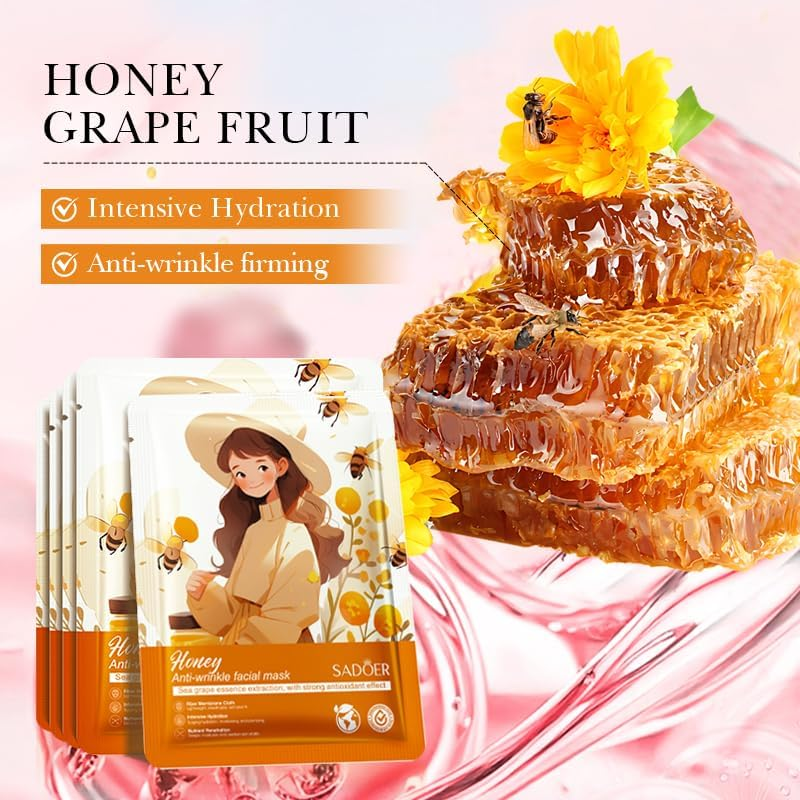 10Pcs Botanical Fruit Whitening, Anti-Wrinkle Facial Mask, Hydrating, Brightening, Nourishing