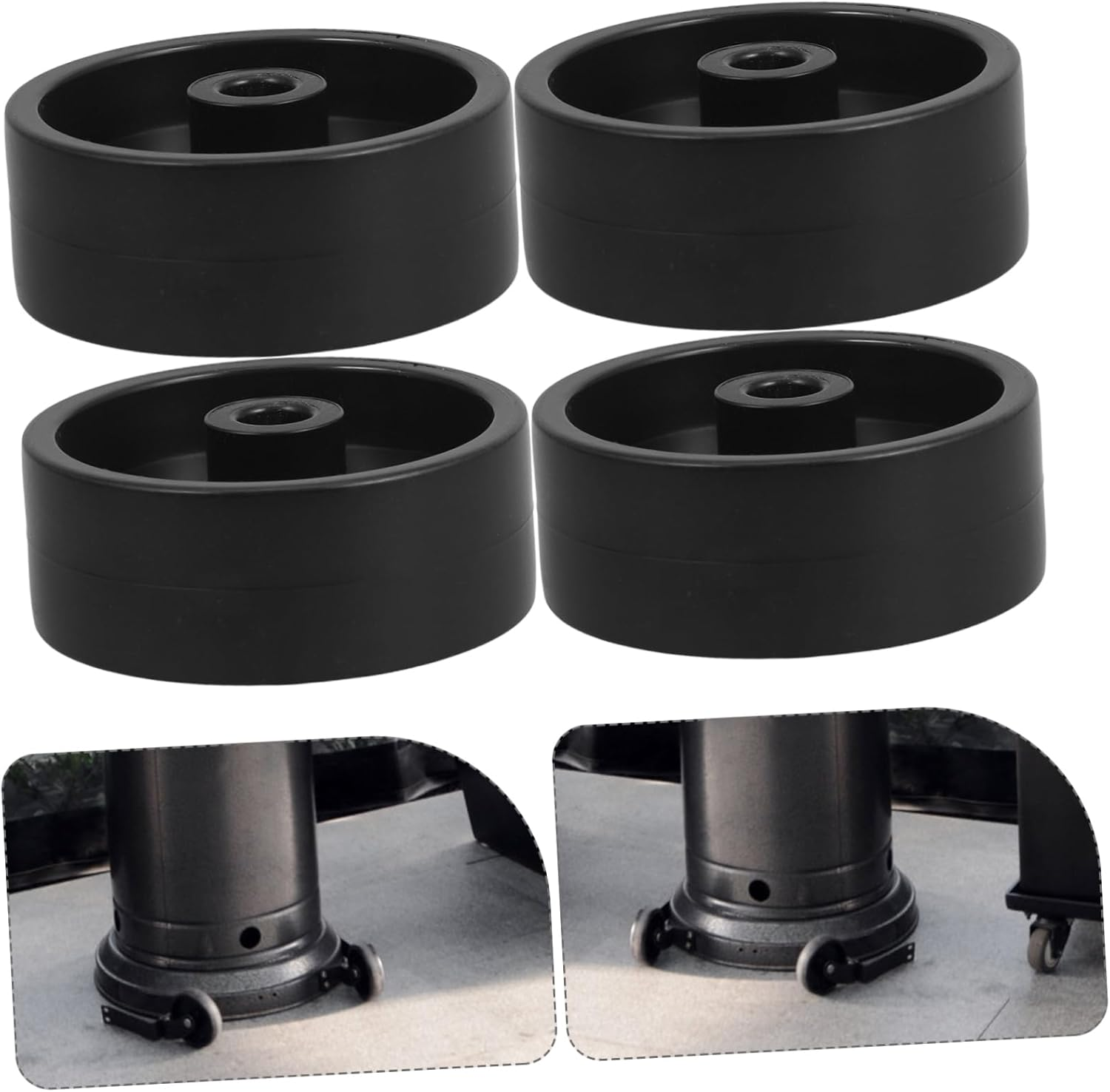 Generic 4Pcs Outdoor Caster Wheels Lawn Mower Easy Installation Patio Outdoor Umbrella Wheel Kit Mower Deck Wheels Grill Wheels Black Plastic image number 5
