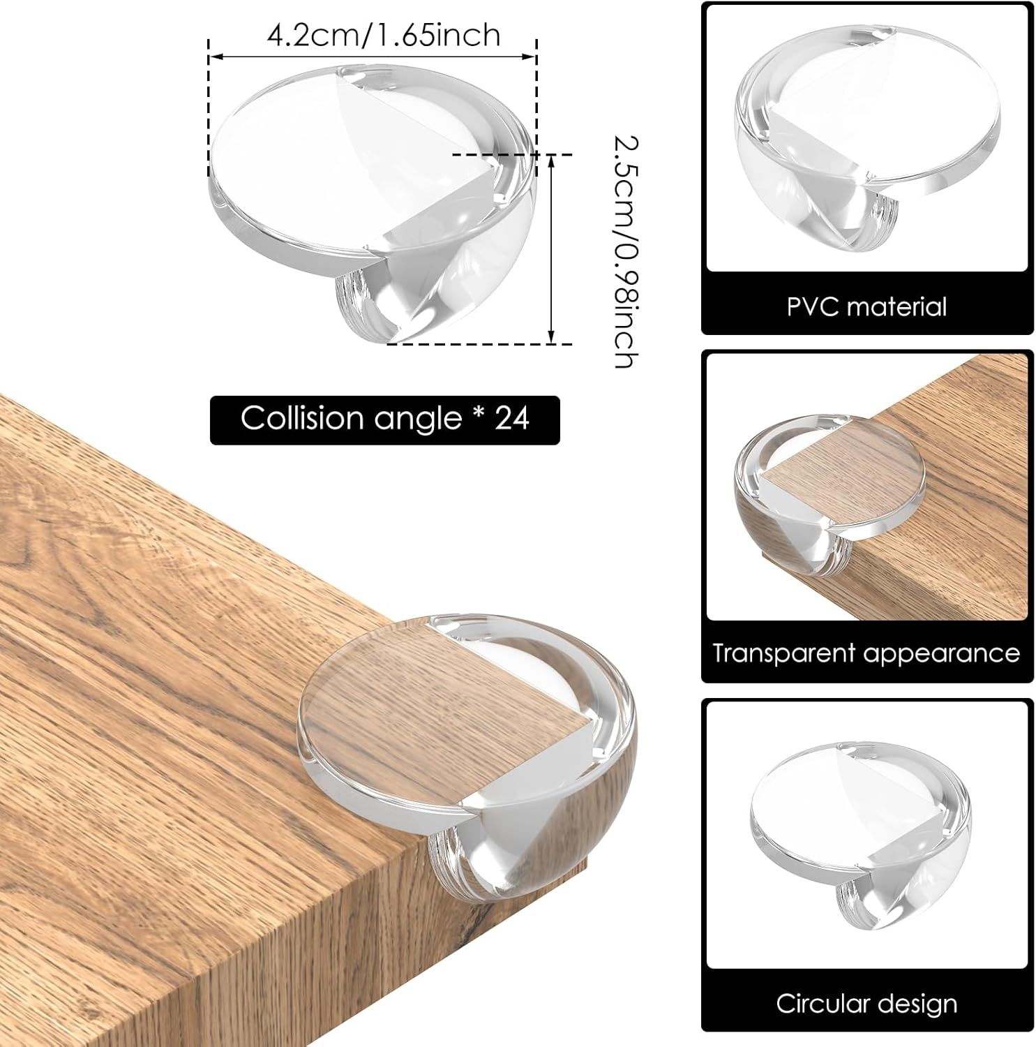 24/48-Pack Baby Corner Protectors - Extra Thick Clear Edge Bumpers | Heavy Duty Furniture Guards for Toddler Safety (Transparent, Adhesive) - Living Room/Nursery Proofing (24Pcs) image number 4