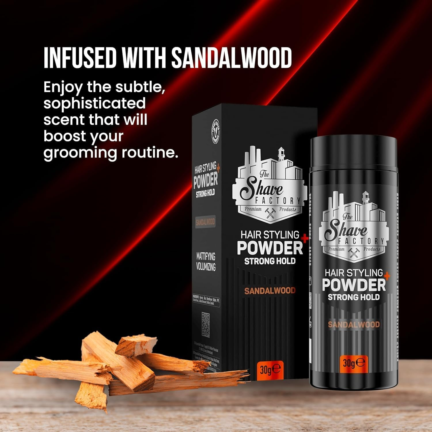 THE SHAVE FACTORY Hair Styling Powder - Sandalwood 30G - Matte Volume & Texture Powder for Men - Strong Hold, Flexible Style, Long Lasting Finish - Professional Hairdressing Product image number 6