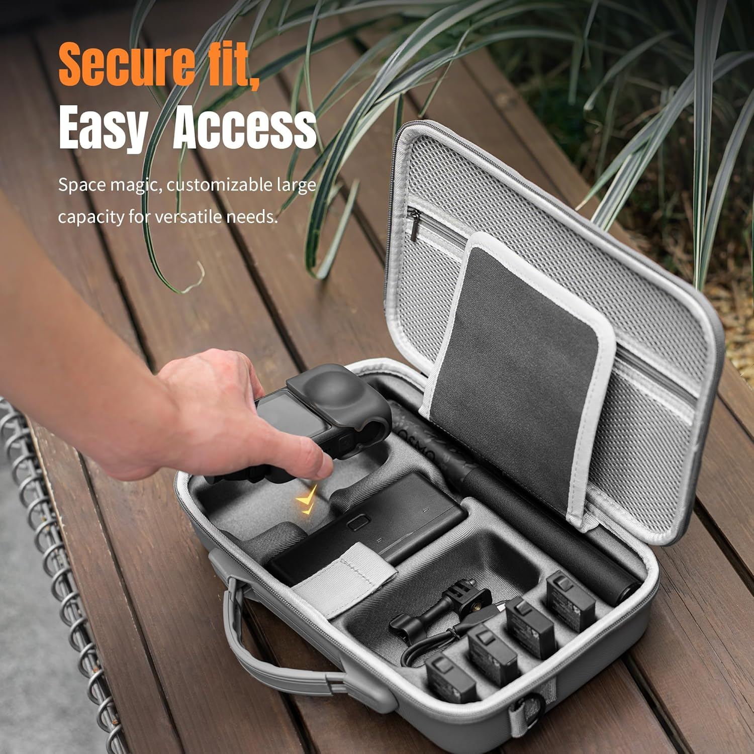 OSMO 360 Panoramic Camera Full Equipment, Grey Hard Shell Carrying Case, Waterproof, Shockproof PU Case, Lightweight and Detachable Shoulder Strap image number 1