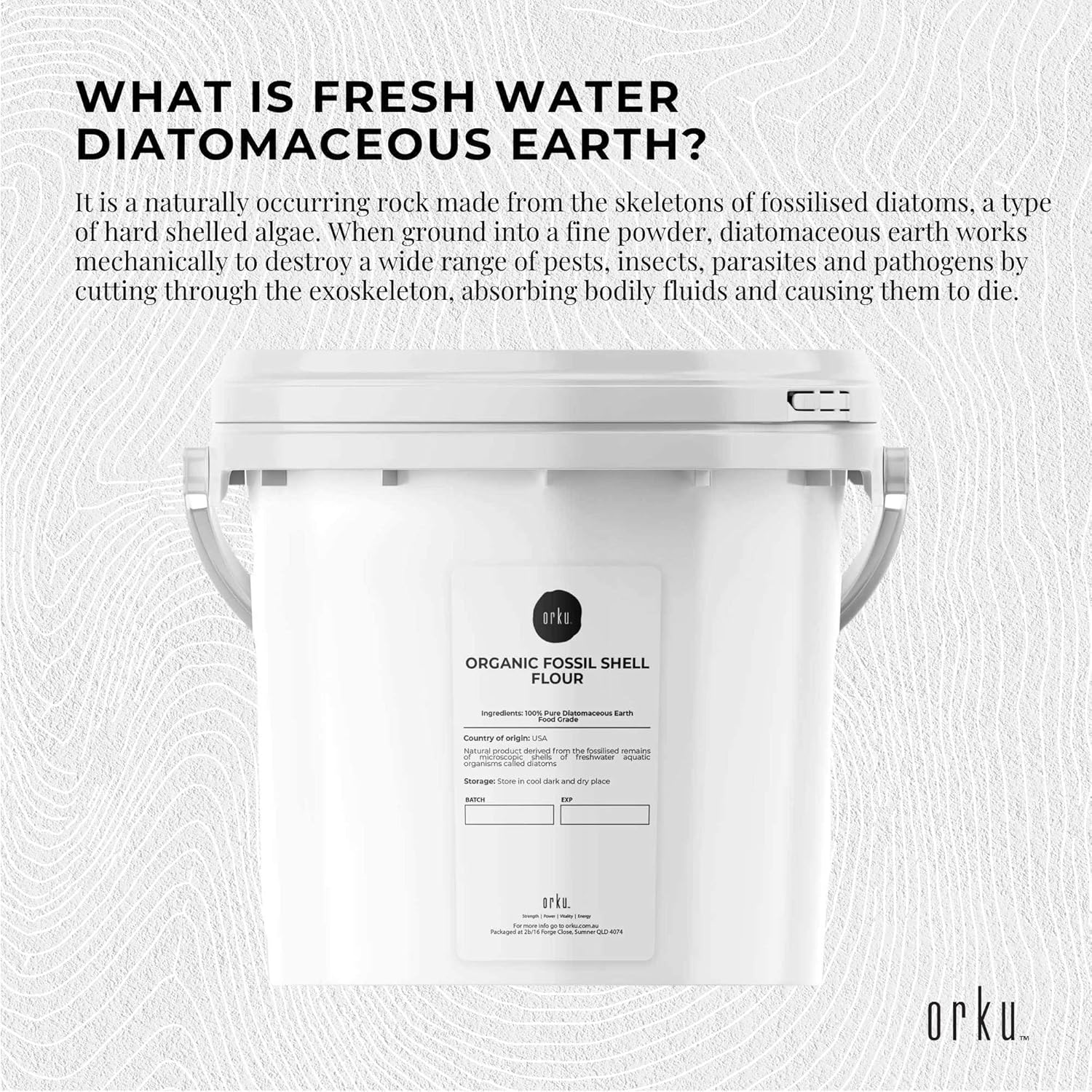 1.4Kg Organic Fine Diatomaceous Earth Tub - Food Grade Fossil Shell Flour Powder image number 3